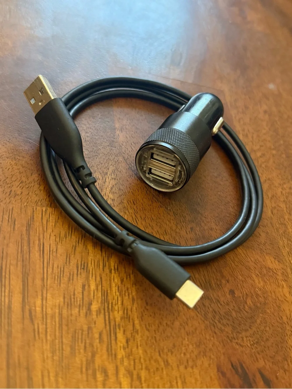 AILKIN Dual USB Car Charger Adapter 3.4A Black w/ USB-A to USB-C Cable - Tested